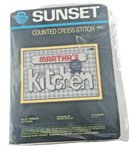 Sunset Cross Stitch Blue Ribbon Kitchen Decor 5&quot; x 7&quot; Alphabet Included ... - $19.27