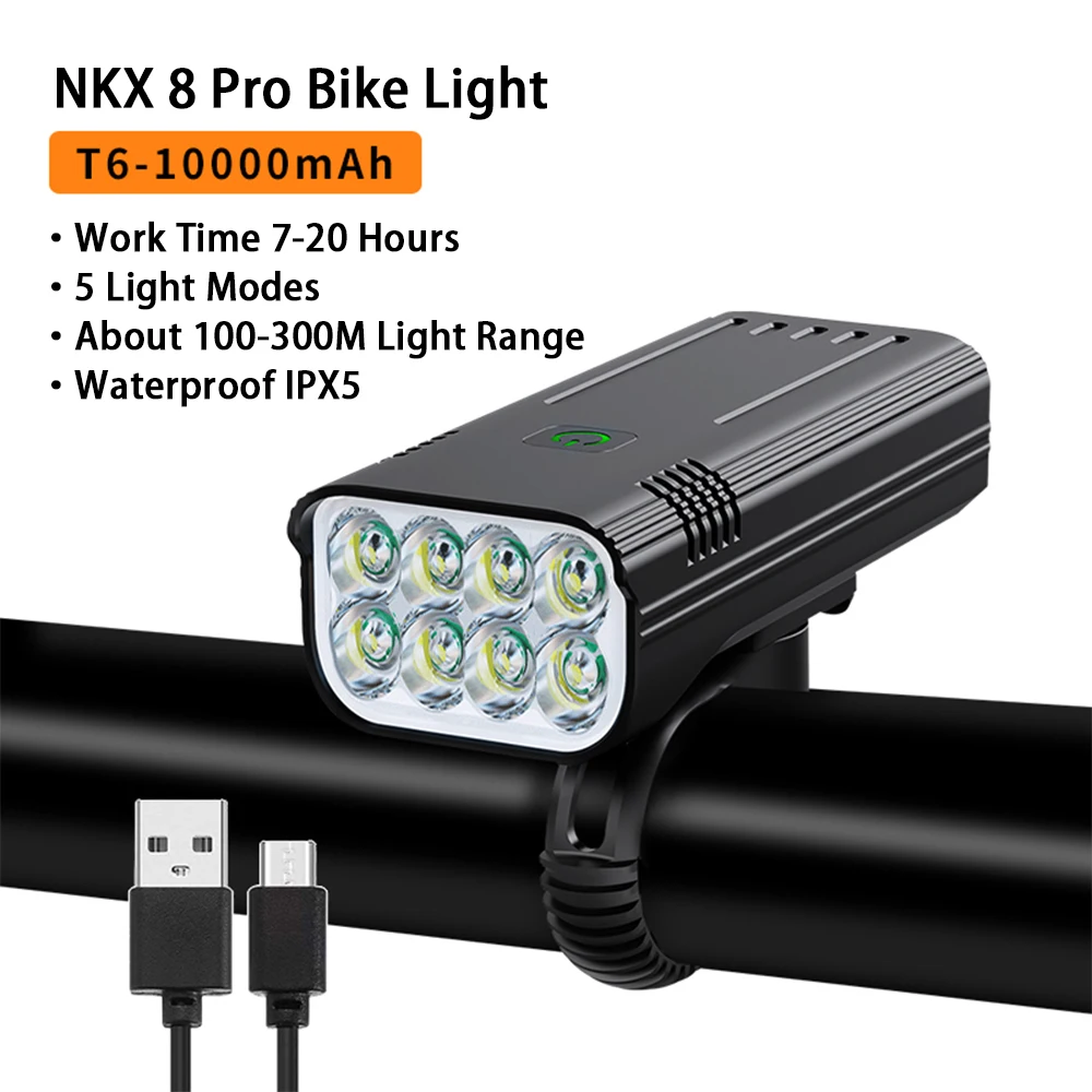 NATFIRE 8 LED Bike Light 10000-6400mAh USB Rechargeable Bike Headlight Super Bri - £153.03 GBP