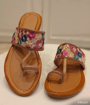 Women Printed floral Chappal Indian ethnic flat Jutti US Size 6-10 DLY G... - $29.99