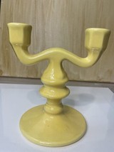 Vintage MCM Ceramic Double Candle Holder Yellow~Home Decor~6” Tall HTF - £35.53 GBP