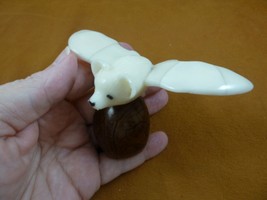 (tne-BAT-306d) Little Flying White Bat I Love Bats Tagua Nut Figurine Vegetable - £38.09 GBP