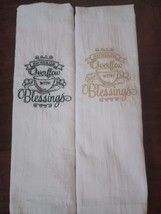 Set Of 2 Blessings Flour Sack Towels Embroidered - £6.65 GBP