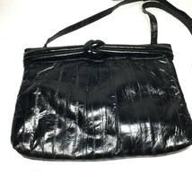 Vintage 1960s Eel Skin Clutch Black Eel leather made in Korea Purse with Strap - £33.52 GBP