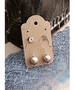 Artisan Sterling Silver Dangle Style Swarovski Pearl Earrings, champagne... - $8.42