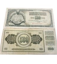 Yugoslavia 500 Dinara – Seated Scholar Statue – Vintage Banknote - $2.45 CAD