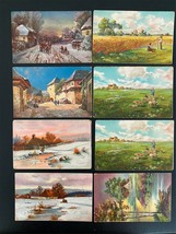 Vintage Lot 8 Postcards Printed in Germany Tucks O&#39;ER HILL &amp; DALE WHITE ... - £7.82 GBP