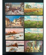 Vintage Lot 8 Postcards Printed in Germany Tucks O&#39;ER HILL &amp; DALE WHITE ... - £7.84 GBP