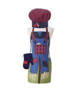 Scarecrow Kids Chef Set Blue by Ladelle 3 Piece Chef&#39;s Hat Apron Oven Mitt - $236.60 MXN