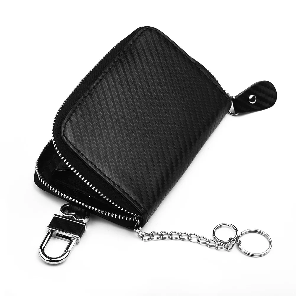 Sporting Car Key Case RFID Signal Blocker Keychain PU Leather Faraday Bag Black  - £23.81 GBP