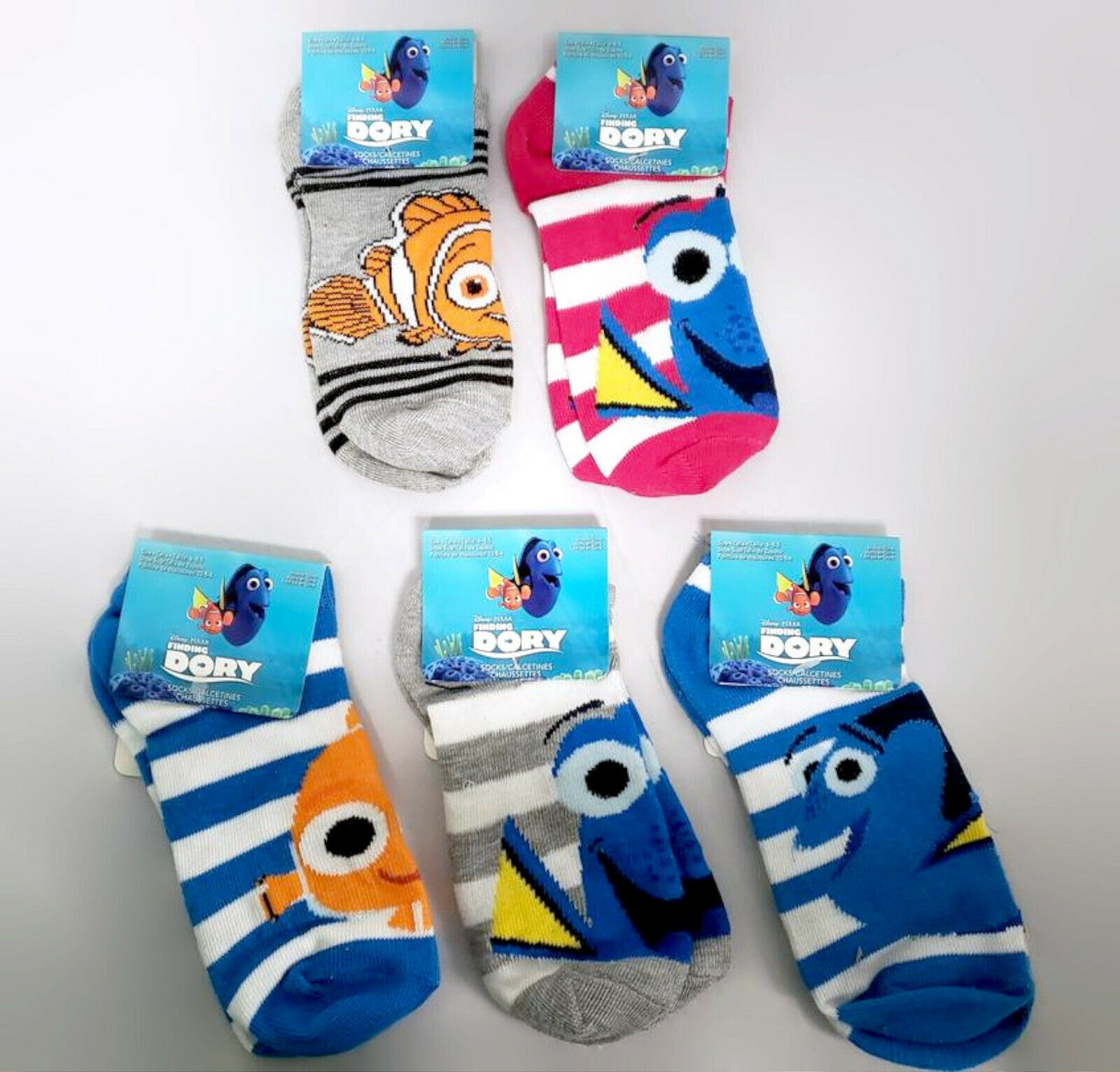 NEW Disney Pixar Finding Dory Unisex Kids' Socks Set (5 Pairs) Sock Size: 4-6 - $10.30