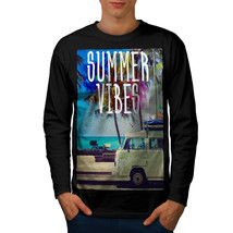 Wellcoda Summer Vibe Mood Mens Long Sleeve T-shirt, Holiday Graphic Design - £20.41 GBP