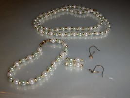 light celery green &quot;Plastic Mini Pearls&quot; 3 piece set - £3.99 GBP