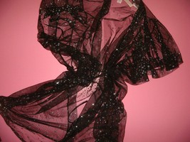 Victoria&#39;s Secret XS/S,M/L ROBE GOWN black mesh SILVER stars glitter VER... - £78.65 GBP