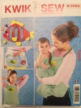 Kwik Sew Pattern K3993 Baby Toddler Bath Aprons Toys Holder Appliques Uncut - £7.18 GBP