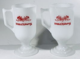 Two (2) Vintage Ethel’s Hideaway Palm Springs Pedestal Milk Glass Cup Mug - £14.50 GBP