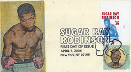 US 4020 FDC Sugar Ray Robinson, Boxer, hand-painted SMB Cachets ZAYIX 12... - $10.00