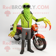 Lime Green Lobster Bisque mascot costume character dressed with a Moto Jacket an - £983.68 GBP