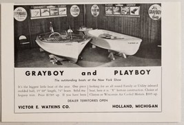 1949 Print Ad Grayboy &amp; Playboy Boats Victor E. Watkins Co. Holland,Mich... - £9.15 GBP