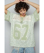 POL Number Floral Crochet Button Detail Half Sleeve Top - $88.58 CAD