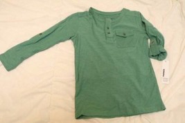 Size 5 Sonoma Goods for Life Boys Green Henley Tee New Rolled Sleeve Buttons top - £8.68 GBP