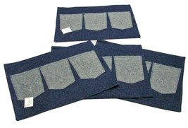 Place Mats Blue Jean Denim 13x18 With Pockets Set of 4 with Pockets Clos... - £11.23 GBP