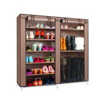 Stylish Double Rows 9 Lattice Home Shoe Cabinet Storage Organizer - $21.29