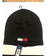 Tommy Hilfiger Men&#39;s Beanie Hat ONE SIZE Black With Logo  100% Acrylic - $44.71 CAD