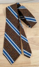 Vintage Kap&#39;s of Lawrence Men&#39;s Brown, Blue &amp; White Neck Tie - £3.90 GBP