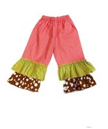 La Jenns Girls Pants 3T Colorful Bell Bottom Ruffle Casual  Pink Green P... - $170.49 MXN