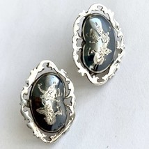 Vintage Nielloware Siam Sterling Silver Mekkala Goddess Screw on Earrings - £39.73 GBP