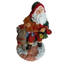 Santa With Lantern Toys And Donkey Figurine Vintage - $8.91