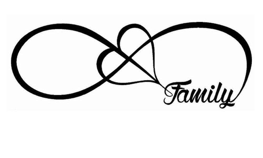 FAMILY LOVE HEART INFINITY FOREVER SYMBOL VINYL DECAL CAR WINDOW BUMPER STICKER