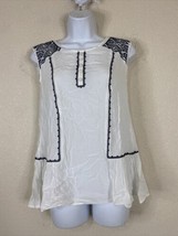 Altar&#39;d State Womens Size XS White Boho Embroidered Blouse Sleeveless - £6.10 GBP