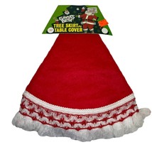 Vintage Santas Best Christmas Tree Skirt 26” Diameter Table Cover Red - £11.89 GBP