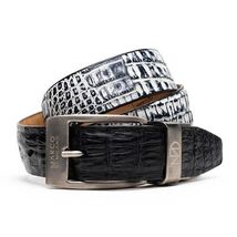 Caribe Genuine Exotic Caiman Fuscus Back and Belly Belt Black / Newspaper image 3