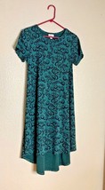 Lularoe Womens Sz XS Green Black Floral Dress Hi Low Hem Midi  - £6.86 GBP