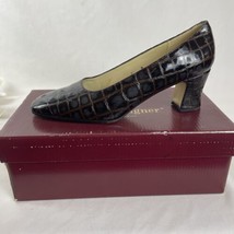 Etienne Aigner Shoes Heels Size 8.5 Gator Tobacco Brown With Box Float Cadiz - £9.75 GBP