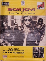 Bon Jovi signed subway size poster Keep The Faith Tour, France 1993, Ori... - $199.20