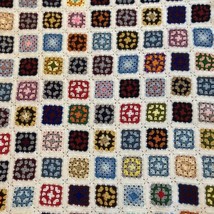 VTG Afghan Crochet Granny Square Blanket Handmade Throw Quilt Multicolor 53x40 - £58.92 GBP