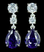 4.20 Ct Pear Simulated Blue Sapphire Drop&Dangle Earrings 14K White Gold Plated - £56.02 GBP