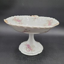 Antique Victorian WG &amp; Co Guerin Limoges France Footed Pink Floral Compo... - £58.37 GBP