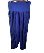 Soft Surroundings Size Large Linen Pants Blue Maternity Tummy Panel Wide... - £36.44 GBP