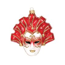 Venetian Mask Polish Mouth Blown Glass Christmas Ornament Tree Decoration - $49.98