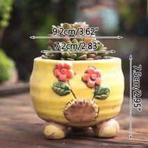 Korean Mini Floret Hand-painted Succulent Flower Pot Breathable Ceramic Pot Roun - £17.71 GBP