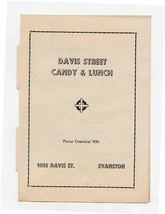 Davis Street Candy &amp; Lunch Menu Evanston Illinois 1940&#39;s - £18.64 GBP