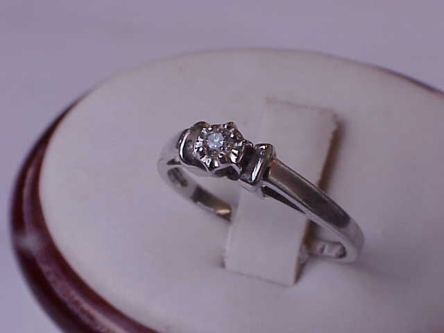 Primary image for Antique 10k White Gold Engagement  Old European Cut Diamond  Ring, late 1800s