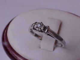 Antique 10k White Gold Engagement  Old European Cut Diamond  Ring, late ... - $550.10