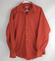 Van Heusen Wrinkle Free Men&#39;s Fitted Rust Orange Casual Dress Shirt Size Large - £13.91 GBP