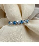 1 Karat Blau und Weiß Kunstdiamanten Grown Diamant Abwechselnd Ehering 1... - $1,483.95+