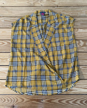 Vince Camuto NWOT Women’s Plaid notch collar wrap front blouse size XS yellow T2 - £13.37 GBP